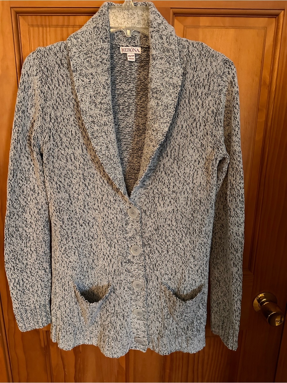 Merona Heathered Light Gray Shawl Collar Button Cardigan